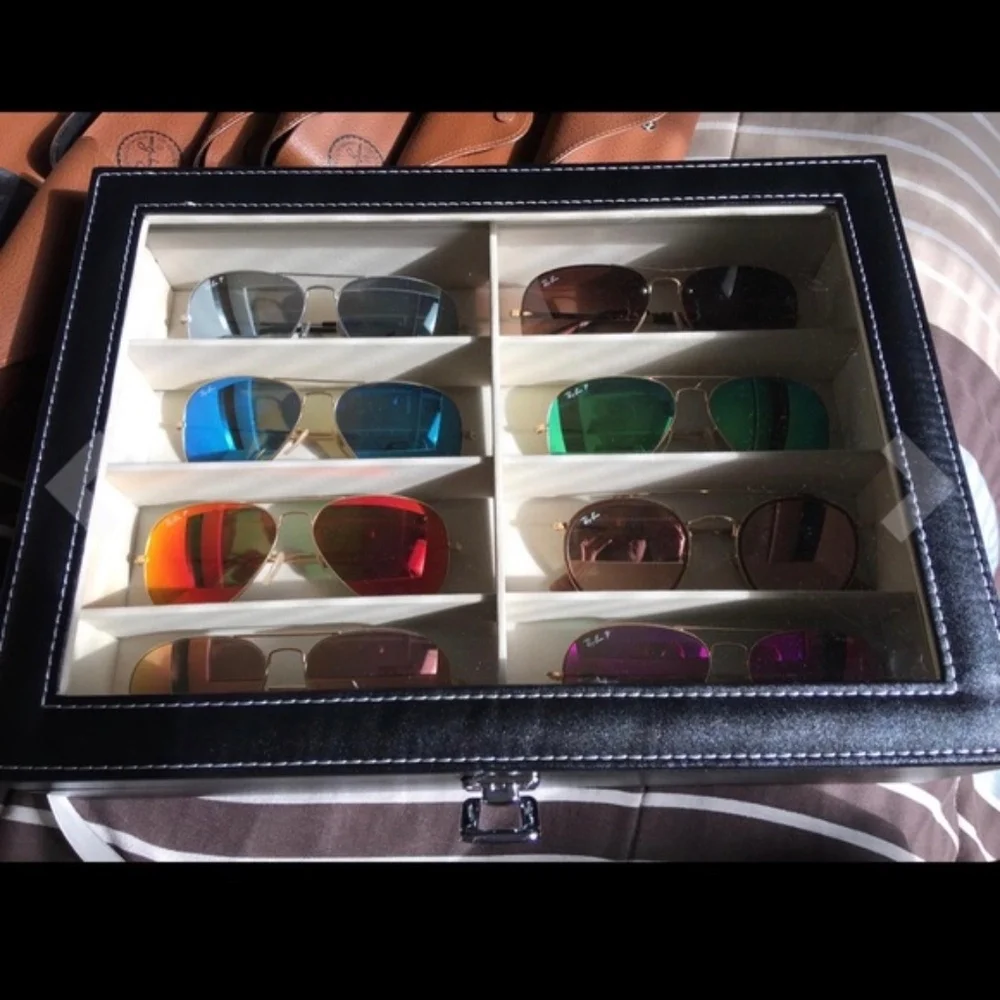 Sunglasses shades leather display case